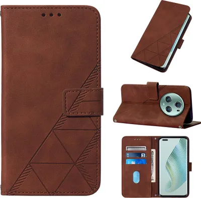 Produktbild von Hülle für Honor Magic5 Pro Prägung Flip Leder Kartenfächer Schutzhülle mit Ständer Braun