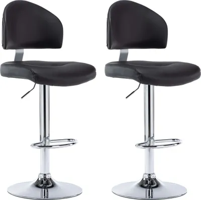 Image de Tabourets de bar lot de 2 noir similicuir
