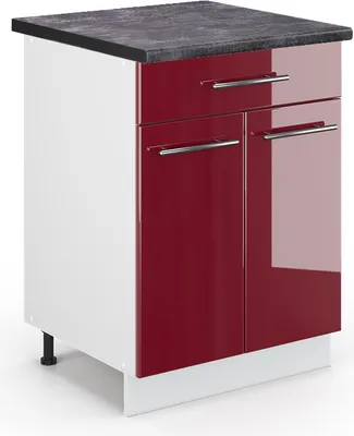 Produktbild von Küchenunterschrank Vicco Fame-Line Bordeaux Hochglanz 60 cm mit Schublade, AP Anthrazit, Model 47004