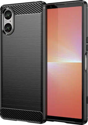 Immagine prodotto di Custodia per Sony Xperia 5 V in silicone TPU morbido, fibra di carbonio, custodia protettiva antiurto nera