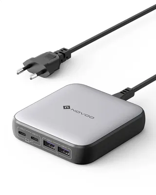 Immagine prodotto di Caricabatterie USB-C NovoO da 65W con 4 porte, compatibile con MacBook Pro, Air, iPad e altri dispositivi