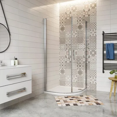 Produktbild von 90X90X195cm Doppelseitig NANO Glas Viertelkreis Runddusche Duschabtrennung