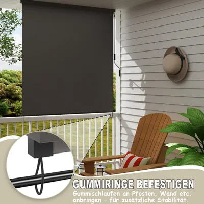 Image de LARS360 Anthracite 180×250cm Store à enroulement vertical pour l'extérieur, store vertical pour fenêtres et balcons, système de stores avec protection contre le soleil, le vent et la pluie