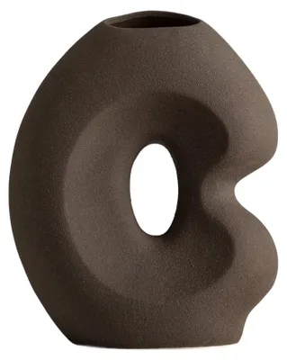 Produktbild von HOMLA Keramikvase „BELLARO“ in Braun mit Öffnung, 18,5 × 10 × 23 cm
