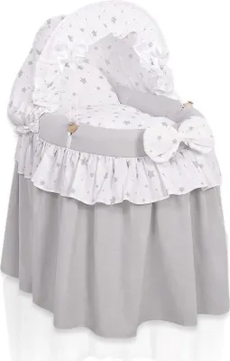 Produktbild von Dockvagn für Puppen in Grau - Babybett mit Rädern und Bettwäsche