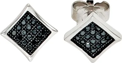 Produktbild von Ohrstecker Ohrringe 925 Silber mit Zirkonia schwarz Ohrschmuck modern