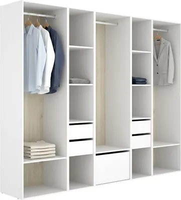 Image de Tequesta - Armoire Grande, 45x205h cm Blanc, 11 Étagères
