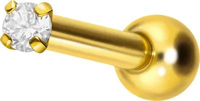 Produktbild von Ohrpiercing Titan Ohrpiercing mit Innengewinde EINGEFASSTER KRISTALL Gold Stablänge: 8mm | Kristallgröße: 2mm