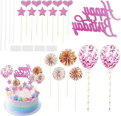 Produktbild von Rosa Geburtstagsdeko mit Ballons und Sternen