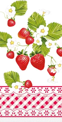 Produktbild von Tissue Serviette Senga, 33 x 33 cm, 1/8 Falz, 100 Stück - Mank - Erdbeeren