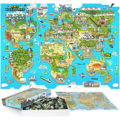Produktbild von Bopster - 8 Bit Design World Map Puzzle- 1.000 Stücke
