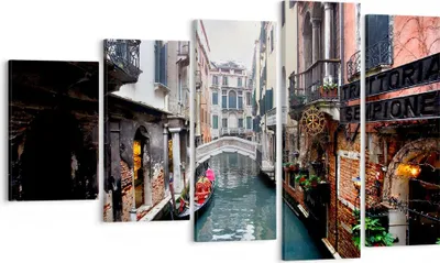 Produktbild von Bild auf Leinwand - Leinwandbild - Boot Brücke Tourismus Venedig - 100x60cm - Wand Bild - Wanddeko - Leinwanddruck - Bilder - Kunstdruck - Wanddekoration - Leinwand bilder - Wandkunst - EG100x60-2157