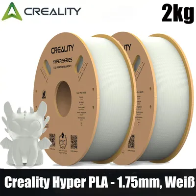 Produktbild von Creality Hyper PLA Filament Set, 1,75mm, 2KG für 3D Drucker, 2 x 1kg, - Weiß