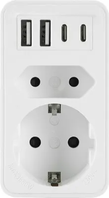 Produktbild von Steckdosenadapter mit 4x USB und 2x 230V Steckdosen 3680W