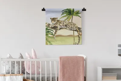 Produktbild von MuchoWow® Wandteppich Wandbehang Leopard - Dschungel - Baum 60x60 cm Tapisserie Dekoration Wandtuch - Dekorationen - Wand Decke