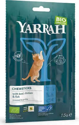 (DLA KOTA) PRZYSMAK - PAŁECZKI Z WOŁOWINĄ I RYBĄ BIO (3 x 5 g) 15 g - YARRAH