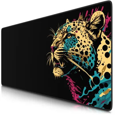 Imagen del producto de Alfombrilla para ratón gaming Titanwolf XXL, 900 x 400 x 3 mm, base para escritorio, lavable, base antideslizante, velocidad y precisión, diseño "Panther"