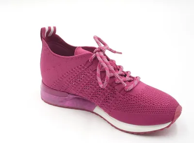 A single pink sneaker is shown against a white background.