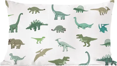 Produktbild von MuchoWow® Zierkissen Sofakissen Wohnzimmer Dekokissen 60x40 cm Dinosaurier - Grün - Jungen - Braun - Kind - Muster - Kopfkissen - Polster mit Foto