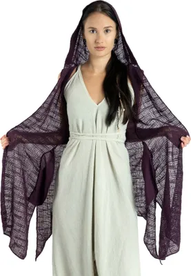 Produktbild von Offener Cardigan mit Kapuze, Boho Long-Weste - Plum, Damen, Violett, Baumwolle, Größe: S