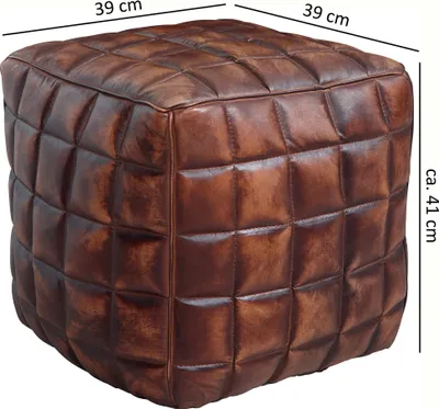Obrázok produktu pre Sedadlo Cube STANLEY z pravej kože hnedej farby 47 x 41 x 47 cm otoman
