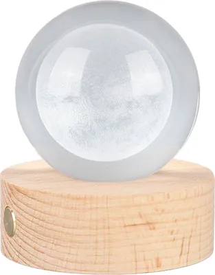 Imagen del producto de Esfera de cristal tridimensional de 6 cm, luminosa, transparente, con forma redonda, para astronomía, miniaturas, escultura, luz nocturna, esfera de cristal con motivos lunares