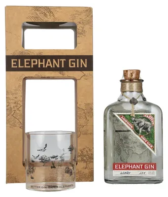 Produktbild von Elephant London Dry Gin 45% Vol. 0,5l in Geschenkbox mit Glas