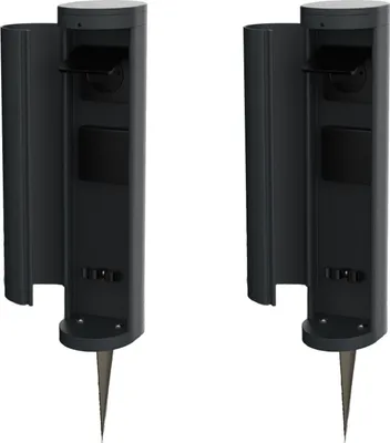 Produktbild von Novatool 2x Steckdosenturm 2-fach außen Anthrazit rund mit Blende IP44 mit Erdspieß Steckdose Aussen Gartensteckdose Outdoor Steckdosesäule Garten Steckdosenturm (Elektro)
