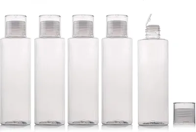 Imagen del producto de Juego de botellas de viaje, 6 unidades de 150 ml, transparentes, reutilizables, para champú y cosméticos