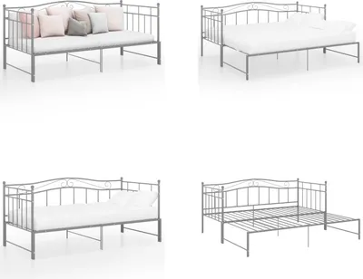 Obrázok produktu pre vidaXL Rozkladacia pohovka sivá kovová 90x200 cm - Rám rozkladacej pohovky - Rám rozkladacej pohovky - Rám rozkladacej pohovky - Pohovka s rozkladacím lôžkom