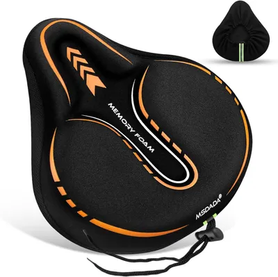 Immagine prodotto di Copertura in gel per sella da bicicletta, 28,5 x 25,5 cm, extra morbida e larga, arancione, per biciclette da outdoor