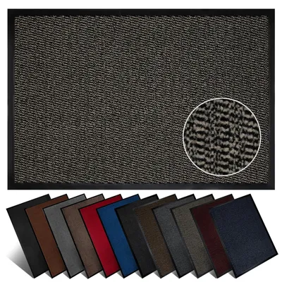 Produktbild von Furni24 Fußmatte Schmutzfangmatte 120 x 180 cm Beige/Schwarz – Rutschfeste Waschbare Türmatte für Innen- & Außenbereich
