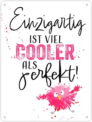 Produktbild von Spatz Metallschild XL in 21x28 cm mit Spruch Einzigartig ist viel cooler als