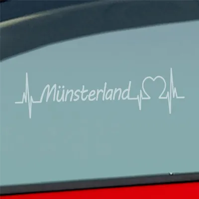 Produktbild von Auto Aufkleber Münsterland Puls Herzschlag mit Ferien Region Motiv 19x5 cm Milchglas Sticker Heckscheibenaufkleber