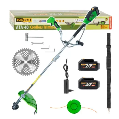 Immagine prodotto di Procraft ATA-40C Decespugliatore a batteria con manubrio 400 mm 20 V 2x 4A h