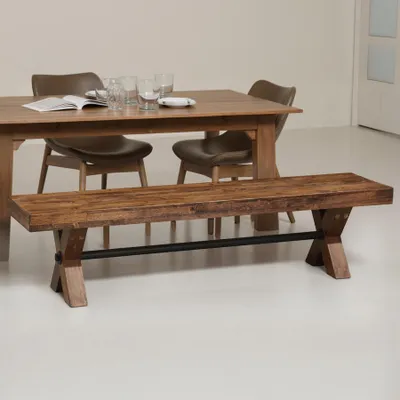 Produktbild von riess-ambiente Industrial Bank GOLIATH 180cm natur Pinienholz X-Gestell schwarz Metall