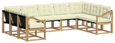 Produktbild von vidaXL Outdoor-Sofagarnitur mit Kissen 9 pcs Weiß und Creme