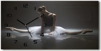 Produktbild von Wanduhr aus Glas – 60x30 cm - Glasbild - Glasuhr - Gehärtetes Glas - schwarze-zeiger - Ballerina