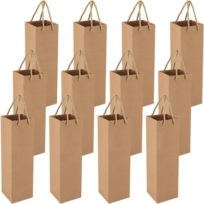 Image de Sacs cadeaux recyclables pour le vin, le champagne - Noël, mariage, anniversaire, pack de 12
