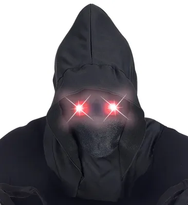 Produktbild von WIDMANN Maske Unsichtbares Gesicht mit Kapuze und roten leuchtenden Augen schwarz