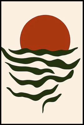 Produktbild von Plakat 61x91,5cm Wellen Minimalistisch, Innenräume Skandinavischer Stil, Boho