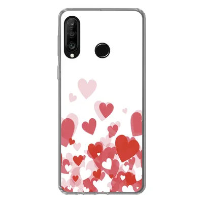 Produktbild von MuchoWow® Handyhülle Schutzhülle Hülle für Huawei P30 Lite Eine Illustration eines Regens der Herzen Silikon Softcase Handy Hülle - Handyhülle