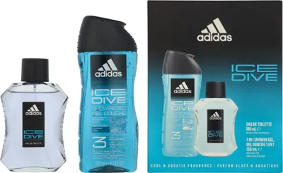 Produktbild von Adidas Ice Dive Giftset Edt Spray 100ml/Shower Gel 250ml 350 ml