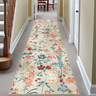 Immagine prodotto di Tappeto per corridoio, 80x300 cm, beige, lavabile, antiscivolo, in poliestere