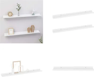 Immagine prodotto di vidaXL Mensole da parete 2 pz. Bianco lucido 80x9x3 cm - mensola a muro - mensole a muro - mensole a muro - mensole a muro - mensole a muro