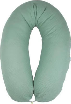 Produktbild von sei Design Stillkissen XXL 190x30 mit Musselin Bezug Seitenschläferkissen Schwangerschaftskissen Babynest Kuschelnest Musselin Mint