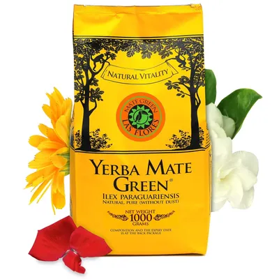 Obrázek produktu pro Yerba Mate Green Las Flores Brazilian Mate Tea 1kg - ovocný maté čaj - s okvětními lístky růží, jasmínem, měsíčkem a přírodními příchutěmi