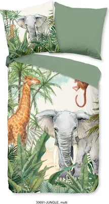 Produktbild von Duvet cover Good Morning 135x200 + 1* 80x80 cm - animals in the jungle