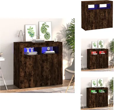 Obrázek produktu pro vidaXL Příborník s LED osvětlením kouřový dub 80x35x75 cm - Příborníky