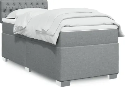 Produktbild von Boxspringbett mit Matratze Hellgrau 90x190 cm Stoff, Klassische Betten 2024 Neu